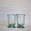 Etched Footed Drinking Glasses Pair